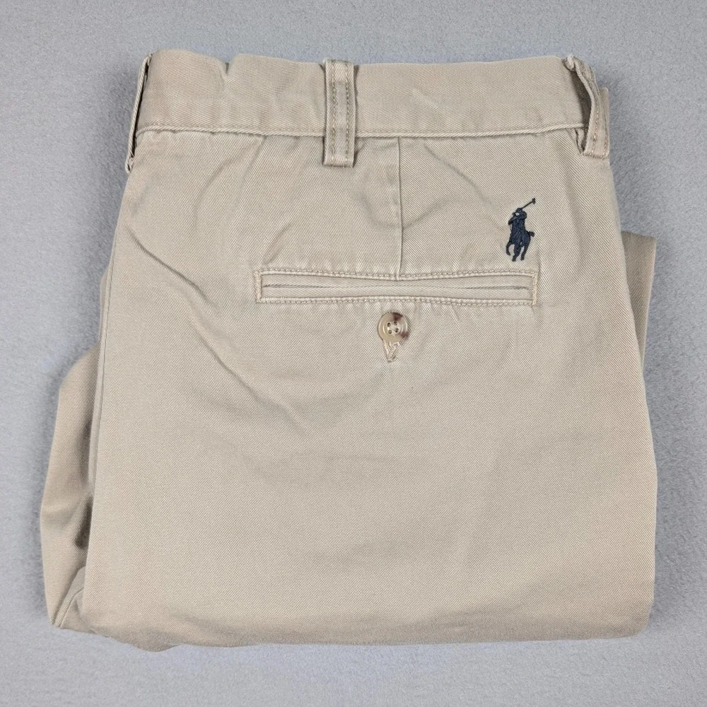 Vintage Polo Ralph Lauren Preston Pant Mens 34x32 Khaki‎ Chino Straight Pony Y2K